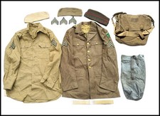 WWII US Army 4th Infantry NAMED GROUP Uniform Musette Field Duffle Bag 11 Pc Lot picture