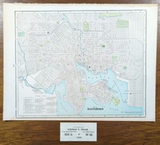 Vintage 1899 BALTIMORE MARYLAND Map 14