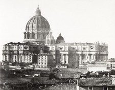 Rome Italy St. Peter's Cathedral Vatican Cityscape Dome Vtg. Photo 19thC. picture