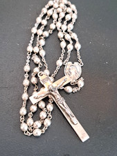 Vintage STERLING SILVER ROSARY STERLING BEADS & Catholic 2 1/4