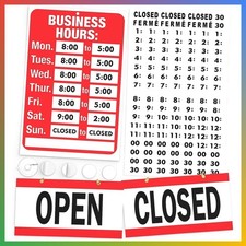 Open Closed Business Hours Sign Storefront Window 1 Pack picture