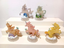 Rainbow Dreams Unicorn Rainbow of Enchantment spun glass base Lot of 5 picture