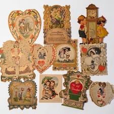 Lot of 11 Antique 1920s Valentines Day Card Whitney German Lace Die-Cut picture