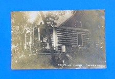 1907 Cherry Valley NY Log Cabin RPPC Real Photo Postcard Otsego County Antique picture