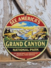 VINTAGE GRAND CANYON PORCELAIN SIGN RARE OLD NATIONAL PARK SMOKEY BEAR FOREST  picture