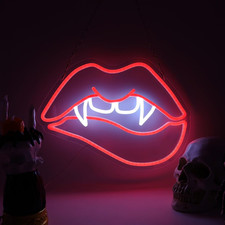 Vampire Fangs Lip Neon Sign Halloween Decorations Horror Theme LED Light up Sign picture