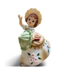 Vintage Umbrella Girl Figurine Homco Japan Ceramic Parasol Bisque picture
