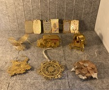 VINTAGE 24K PLATED BALDWIN ORNAMENTS LOT OF 9 CHRISTMAS DENALI FLWR POINSETTIA picture