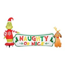 9 ft. W LED Grinch And Max Naughty or Nice Christmas Airblown® Inflatable Gemmy picture