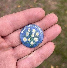 Antique Use Daisy Rubbers Prophylactic Condom Advertising Pinback Pin picture