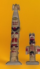 Vintage Pair Japanese Hand Carved Figurines Hand Painted Marked Japan picture