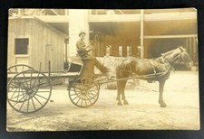 RPPC Antique Vintage Postcard Horse Buckboard Building Construction Lumber Early picture