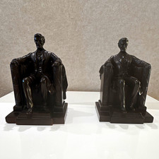 Authentic Antique Jennings Bros. Abraham Lincoln Seated Bookends (Matched Pair) picture