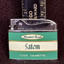 VTG Salem Zenith Flat Advertising Cigarette Lighter with Original Box Japan picture