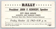 1962 President John F Kennedy Pittsburgh PA Speaker Rally Ticket B4-31 picture