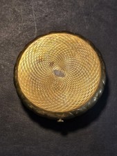 Vintage Dorset Fifth Avenue Brass Powder Compact Art Deco Scalloped Guilloche picture