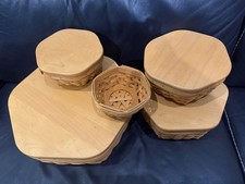 Vintage 2000-2003 Set 5 Longaberger Generations hexagon baskets. Wood lids ￼ picture