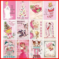 AnyDesign 36Pcs Christmas Greeting Cards 12 Designs Vintage Pink Note Cards picture