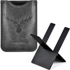 Black Stainless Foldable Cigar Stand Holder with Travel PU Leather Case,Lightwei picture