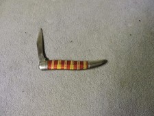 Vintage Imperial Brand Red Gold Candy Stripe Easy Open Texas Toothpick Knife picture