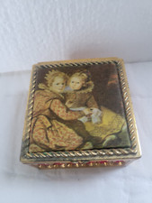 Vtg Lacaux Renoir Silk Top Trinket Jewelry Box Square Children Cornelius De Vos picture