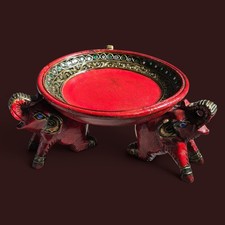 Thai Handcrafted Wooden Elephant Tray Thai Style Decorated picture