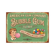 Vintage Advertising Sign Print Bubble Gum Retro 1940s, 5