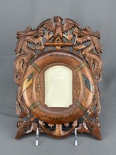 USS Chaumont, 1930s US Navy Carved Wood Souvenir Picture Frame 8.5 x 12 picture