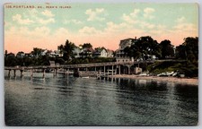 Portland ME Peak's Island Pier & Shoreline c1907-1915 Postcard E194 picture