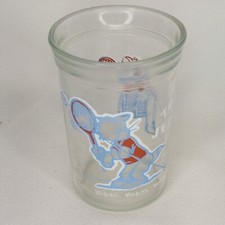 Welch's Tom & Jerry Playing Tennis Jelly Jar Glass 1991 Turner Entertainment picture