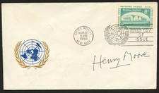 Henry Moore signed autograph FDC Visual Artist BAS Stickered picture