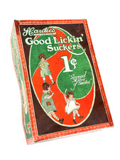 RARE 1910s Hardies Pittsburgh Candy Box Good Lickin Suckers Hardie's PA Lollipop picture