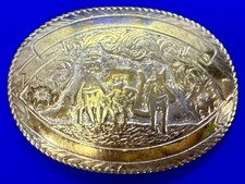 Team Ropers Rodeo Cowboy Rancher Roping Calf Blank Trophy Award Belt Buckle picture