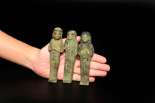 Authentic Ancient Egyptian Antiques Ushabti Set of 3 Faience Servant Figures BC picture