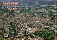 Aerial View of York, Pennsylvania, Downtown, Codorus Creek, History --- Postcard picture