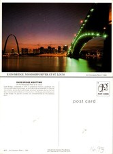 St. Louis MO Eads Bridge, Mississippi River At Night, Lights Postcard 74038 picture