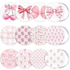 Cinnvoice 12 Pcs Bow Party Favors Gifts Mini Compact Mirror Cute Style, Pink picture