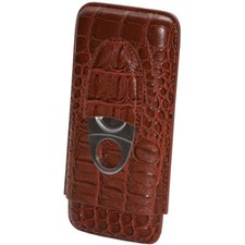 Cigar Boulevard Crocodile Brown Cigar Travel Leather Case 3 Fingers plus Include picture
