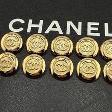 10 CHANEL BUTTONS CC LOGO GOLD 20MM METAL VINTAGE picture