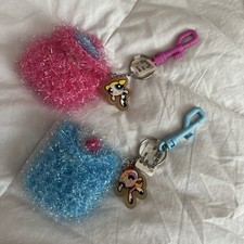 Vintage Y2K Cartoon Network Power Puff Girls Puffy Pouch keychain - Set of 2 picture