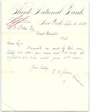 1879 Third National Bank NY letter re: RR bond certificate picture