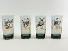 Vtg 60s Anchor Hocking highball glasses Horoscope Zodiac 22K gold Set Of 4 picture