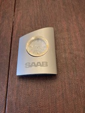 SAAB Brand Desk Top Clock Aluminum. 1990's Era picture