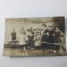 Antique Post Photo Card with  Stamp Rowing Kayaking Sport Team 1907 picture