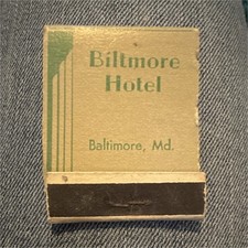 Vintage 1930s Baltimore MD Biltmore Hotel Matchbook Unstruck Full Art Deco Rare picture