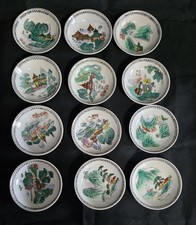 Vintage Japanese Porcelain Dipping Sauce Bowls Set of 12 Hand Painted MCM 4