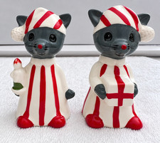 Vintage INARCO Christmas Mice in Striped Pajamas Salt & Pepper Shakers 3.5