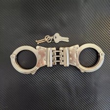 Steel Security Professional Police Restraint Hinged Handcuffs Double Lock 4 Keys picture