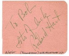RICHARD HART ACTOR AUTOGRAPH ON ALBUM PAGE 1945 picture