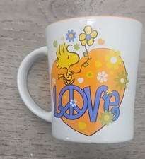 Gibson Peanuts Woodstock Love Peace Sign 12 oz Ceramic Mug Microwave Safe picture